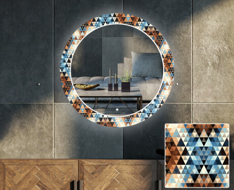 Miroir Décoratif Rond Avec Rétroéclairage LED Pour Le Salon - Color Triangles