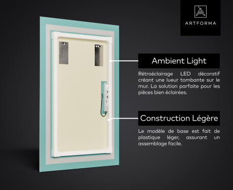 Vertical Miroir rectangulaire sur mesure – Illumination LED pour Salle de Bain L77 #3