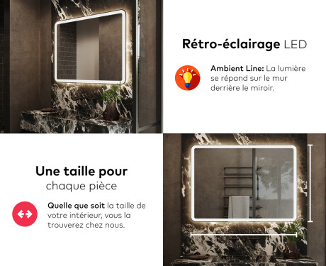 Arrondie Illumination LED Miroir Sur Mesure Eclairage Salle De Bain L141 #5